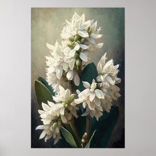 Witte Hyacint Bloemenkunst Print Poster