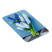Witte hyacinten in een glazen vaas op blauw magneet (Rechterzijde)