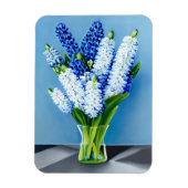 Witte hyacinten in een glazen vaas op blauw magneet (Verticaal)