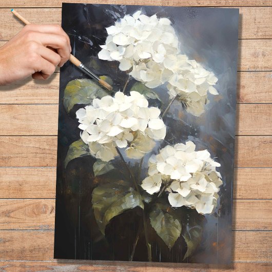 Witte Hydrangea 1 Decoupage papier