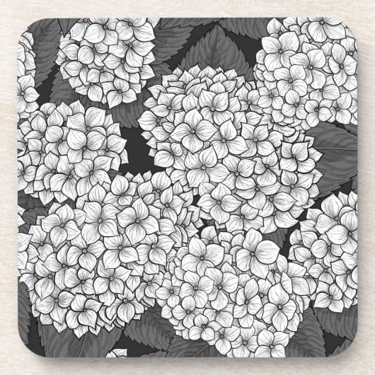 Witte hydrangea bier onderzetter (Voorkant)