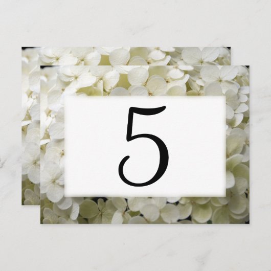 Witte Hydrangea Bloem Tafel Nummers Briefkaart (Voorkant / Achterkant)