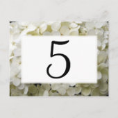 Witte Hydrangea Bloem Tafel Nummers Briefkaart (Achterkant)