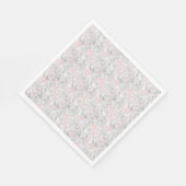 Witte Hydrangea bloemblaadjes op roze Servet (Hoek)