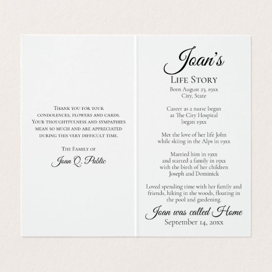 Witte Hydrangea Bloemen Begrafenis Gebed Visitekaartje (Binnenkant ongevouwen)