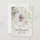 Witte Hydrangea Bloemen Begrafenis Sympathie Bedankkaart (Voorkant)