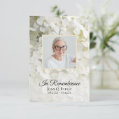 Witte Hydrangea Bloemen Begrafenis Sympathie Bedankkaart (Staand voorkant)