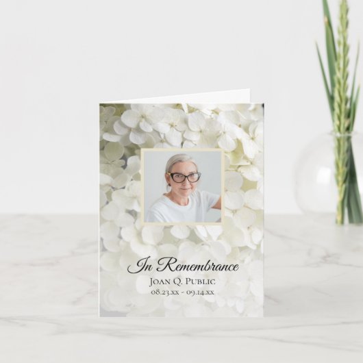 Witte Hydrangea Bloemen Begrafenis Sympathie Bedankkaart (Voorkant)