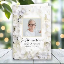 Witte Hydrangea Bloemen Begrafenisdienst gevouwen Programma