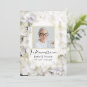 Witte Hydrangea Bloemen Begrafenisdienst Programmakaart (Staand voorkant)