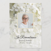 Witte Hydrangea Bloemen Begrafenisdienst Programmakaart (Voorkant)