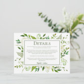 Witte Hydrangea Bloemen bruiloft Details Informatiekaartje (Staand voorkant)