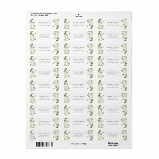 Witte Hydrangea Bloemen Bruiloft Retouradres Etiket (Full Sheet)