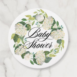 Witte Hydrangea Bloemen Krans Baby shower Bedankjes Labels