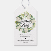 Witte Hydrangea Bloemen Krans Verjaardagsfeest Cadeaulabel (Voorkant)