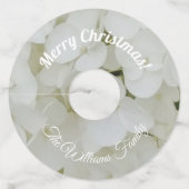 Witte Hydrangea Bloemen Naam en tekst toevoegen Wijnglaslabel (Achterkant)