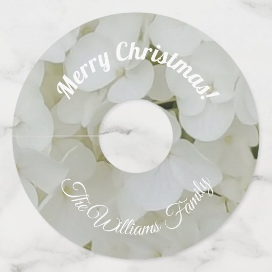 Witte Hydrangea Bloemen Naam en tekst toevoegen Wijnglaslabel (Achterkant)