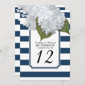Witte Hydrangea Bloemen Navy brede strepen Kaart (Voorkant / Achterkant)