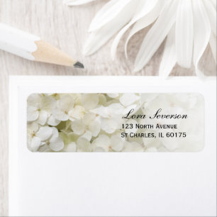 Witte Hydrangea Bloemen retouradres Etiket