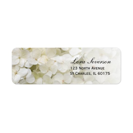 Witte Hydrangea Bloemen retouradres Etiket (Voorkant)