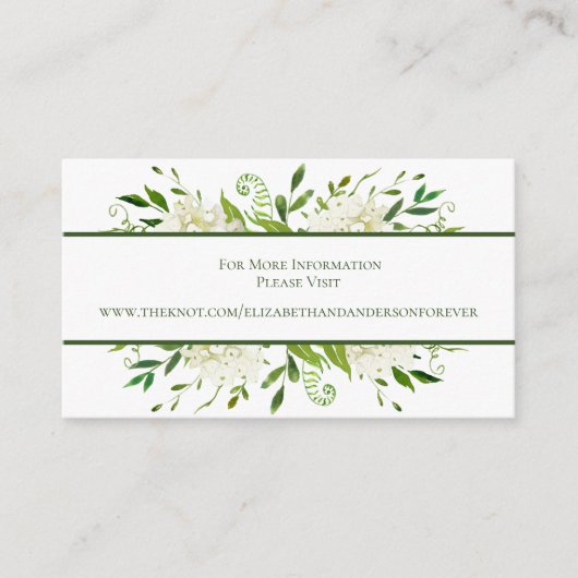 Witte Hydrangea Bloemen Waterverf Bruiloft Website Informatiekaartje (Voorkant)