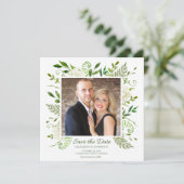 Witte Hydrangea Bloemen Waterverf Foto Bruiloft Save The Date (Staand voorkant)
