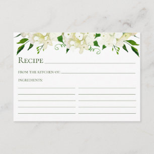 Witte Hydrangea Bloemen Waterverf Recept Kaart