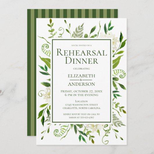 Witte Hydrangea Bloemen Waterverf repetitie diner Kaart (Voorkant / Achterkant)