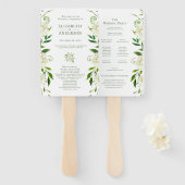 Witte Hydrangea Bloemen Waterverf Trouwprogramma Handwaaier (Voorkant en achterkant)