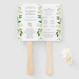 Witte Hydrangea Bloemen Waterverf Trouwprogramma Handwaaier