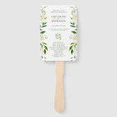 Witte Hydrangea Bloemen Waterverf Trouwprogramma Handwaaier (Voorkant)