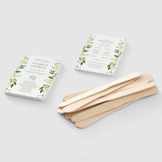 Witte Hydrangea Bloemen Waterverf Trouwprogramma Handwaaier (Niet-gemonteerd)