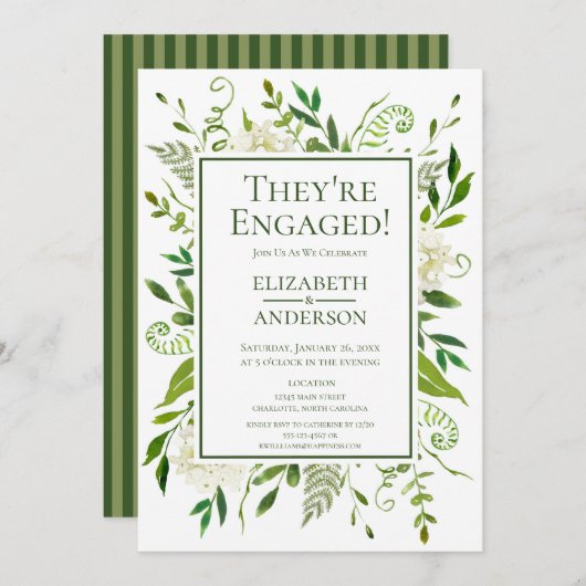 Witte Hydrangea Bloemen Waterverf Verlovingsfeest Kaart (Voorkant / Achterkant)