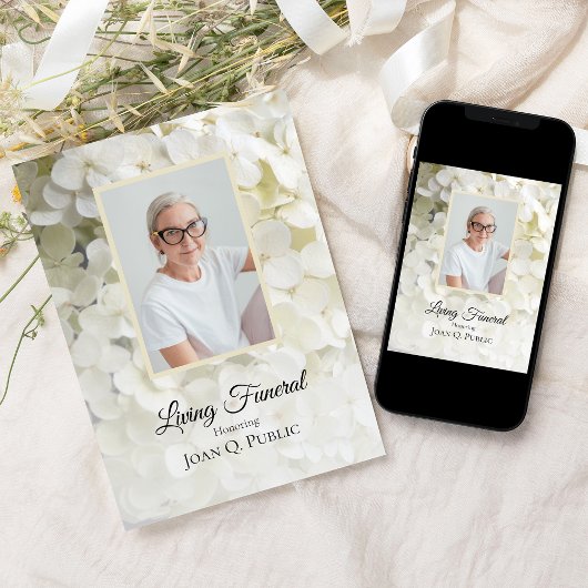 Witte Hydrangea Bloemen Wonen Begrafenisfeest Kaart