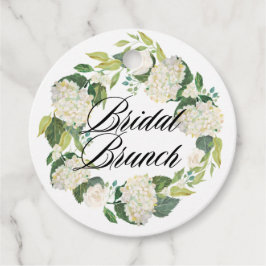 Witte Hydrangea Bloemenkrans Bruidsbrunch Bedankjes Labels