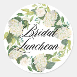 Witte Hydrangea Bloemenkrans Bruidslunch Ronde Sticker