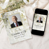 Witte Hydrangea Bloemenviering van het leven Begra Kaart