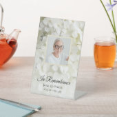 Witte Hydrangea Bloemenviering van het leven Begra Reclamebord Met Voetstuk (Insitu)