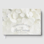 Witte Hydrangea Bloemenviering van het leven Gastenboek (Voorkant)