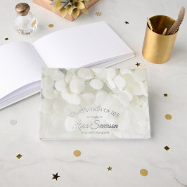 Witte Hydrangea Bloemenviering van het leven Gastenboek