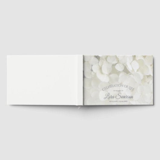 Witte Hydrangea Bloemenviering van het leven Gastenboek (Volledig)