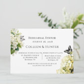 Witte Hydrangea Bloemenvlinder repetitie diner Kaart (Staand voorkant)