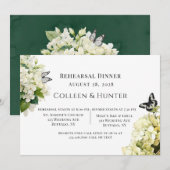 Witte Hydrangea Bloemenvlinder repetitie diner Kaart (Voorkant / Achterkant)