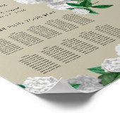 Witte Hydrangea Bloemige Trouwzaalstoelen Chart Poster (Hoek)