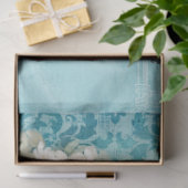 Witte hydrangea Blue Floral Butterfly Art Tissuepapier (Geschenk)