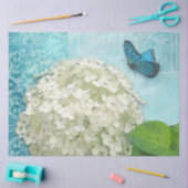 Witte hydrangea Blue Floral Butterfly Art Tissuepapier (Craft)