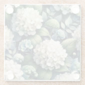 Witte Hydrangea Botanische Schilderij Glazen Onderzetter (Achterkant)