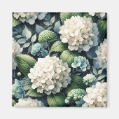 Witte Hydrangea Botanische Schilderij Magneet (Voorkant)