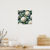 Witte Hydrangea Botanische Schilderij Poster (Keuken)