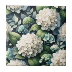 Witte Hydrangea Botanische Schilderij Tegeltje